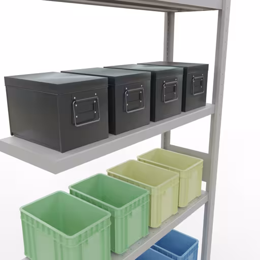 Image du produit n° 13 de l'article Rayonnage complémentaire, rayonnage à étagères, système enfichable MULTIplus330, 3000 x 1000 x 300 mm, 7 étagères, barres de longueur, RAL 7035 gris clair Figure n° 13 de l'article, Système enfichable pour étagères MULTIplus330, 3000 x 1000 x 300 mm, 7 étagères, RAL 7035 gris clair du groupe de produits Système enfichable de Schulte Lagertechnik