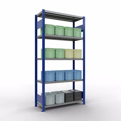 Étagère de base, étagère, système enfichable MULTIplus250, 2000 x 1000 x 400 mm, 5 étagères, RAL 5010 bleu gentiane/galvanisé de Schulte Lagertechnik de la gamme de produits du système enfichable