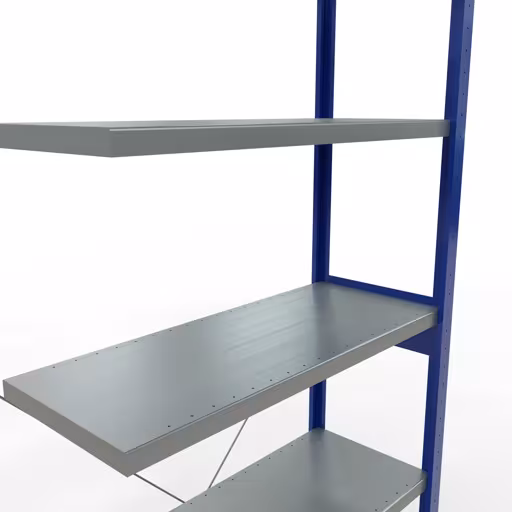 Rayonnage supplémentaire, rayonnage à étagères, système enfichable MULTIplus330, 2500 x 1000 x 400 mm, 6 étagères, traverse, RAL 5010 bleu gentiane/galvanisé de Schulte Lagertechnik avec le numéro d'article : 13946-B
