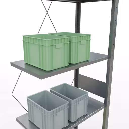 Scaffali aggiuntivi, scaffali, sistema a innesto MULTIplus150, 3000 x 750 x 400 mm (AxLxP), 7 ripiani, traversa, zincato con art. n. 12747-75 Scaffali aggiuntivi, scaffali, sistema a innesto MULTIplus150, 3000 x 750 x 400 mm (AxLxP), 7 ripiani, traversa, zincato di Schulte Lagertechnik della categoria Sistemi a innesto