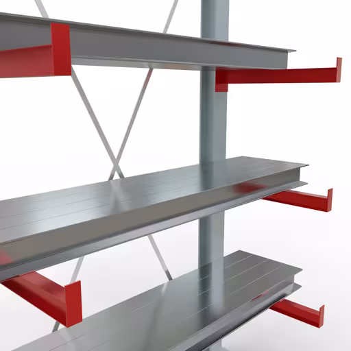 Image du produit n°10 de l'article Etagère complète K 3000, unilatérale, 2500 x 1300 x 600 mm, RAL 7001 / RAL 3000, 5 niveaux de rangement Figure n° 10 de l'article Rayonnage complet K 3000, unilatéral, 2500 x 1300 x 600 mm, RAL 7001 / RAL 3000, 5 niveaux de stockage du groupe de produits rayonnages cantilever de Schulte Lagertechnik