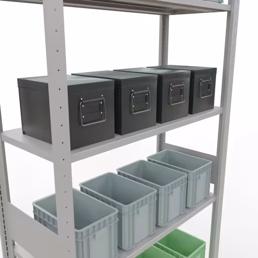 Figura n. 14 dell'articolo scaffale base, scaffale, sistema a innesto MULTIplus85, 3000 x 1000 x 400 mm (AxLxP), 7 ripiani, barre longitudinali, RAL 7035 grigio chiaro del gruppo di prodotti sistema a innesto della marca Schulte Lagertechnik