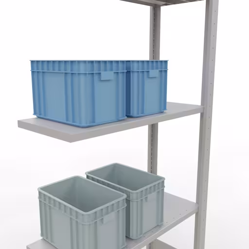 Image supplémentaire de l'article Rayonnage complémentaire, rayonnage à étagères, système enfichable MULTIplus150, 2000 x 750 x 300 mm (HxLxP), 5 tablettes, barres de longueur, RAL 7035 gris clair Image supplémentaire de l'article Tablette supplémentaire, étagère, système enfichable MULTIplus150, 2000 x 750 x 300 mm, 5 tablettes, RAL 7035 gris clair à partir de la tablette supplémentaire