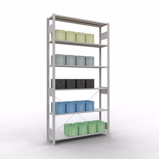 Une autre vue de l'article étagère de base du système enfichable 2500x1300x300 mm, type 150 kg, gris clair de la catégorie du système enfichable