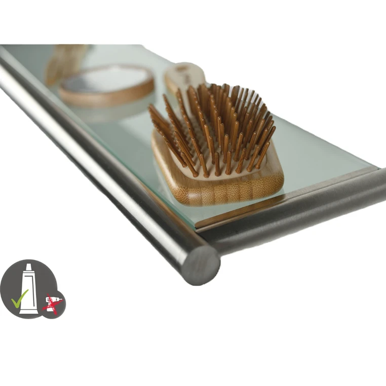 Ripiano in vetro assiale in acciaio inox - per incollaggio o foratura