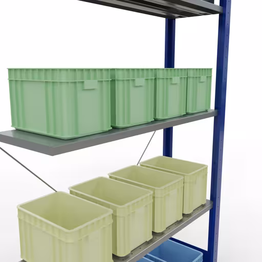 Figure n° 16 de l'article étagère complémentaire, étagère à étagères, système enfichable MULTIplus85, 2000 x 1000 x 300 mm, 5 étagères, traverse, RAL 5010 bleu gentiane du groupe de produits système enfichable de la marque Schulte Lagertechnik