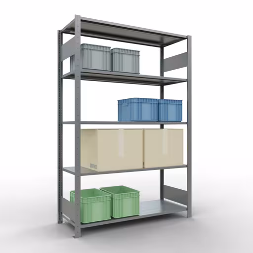 Étagère de base, étagère, système enfichable MULTIplus150, 2000 x 1300 x 500 mm, 5 étagères, galvanisée de Schulte Lagertechnik de la catégorie des systèmes enfichables