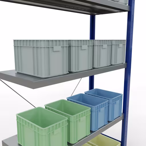 Image du produit n° 12 de l'article étagère supplémentaire, système enfichable MULTIplus250, 2000 x 1000 x 400 mm, 5 étagères, RAL 5010 bleu gentiane/galvanisé de la gamme de produits système enfichable de la marque Schulte Lagertechnik