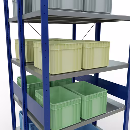 Figura n. 9 dell'articolo scaffale base, scaffale doppio, sistema di scaffali MULTIplus250, 3000 x 1000 x (2x500) mm (AxLxP), 2x7 ripiani, traversa, blu genziana del gruppo di prodotti scaffali della marca Schulte Lagertechnik