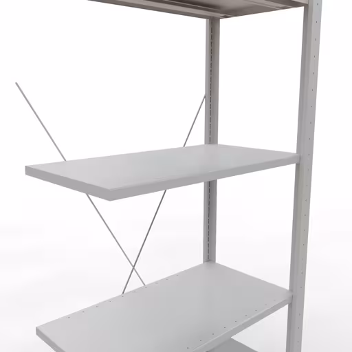 Une autre vue de l'article Étagère rapportée, étagère, système enfichable MULTIplus150, 2000 x 750 x 400 mm, 5 étagères, traverse, RAL 7035 gris clair de la catégorie système enfichable