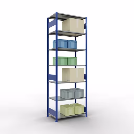 Immagine del prodotto n. 12 dell'articolo scaffale base, scaffale, sistema a innesto MULTIplus85, 3000 x 1000 x 600 mm (AxLxP), 7 ripiani, barre longitudinali, RAL 5010 blu genziana Figura n. 12 dell'articolo scaffale base, scaffale, sistema a innesto MULTIplus85, 3000 x 1000 x 600 mm (AxLxP), 7 ripiani, barre longitudinali, RAL 5010 blu genziana del gruppo di prodotti sistema a innesto della marca Schulte Lagertechnik