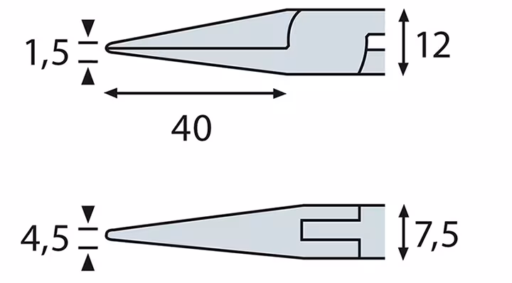 Elektronik Flachzange ESD, glatte Greiffläche, ELORA-4740-OH E 2K aus der Kategorie Seitenschneider mit der GTIN 4022989128755 Elektronik Flachzange ESD, glatte Greiffläche, ELORA-4740-OH E 2K von der Marke ELORA aus der Produktreihe Zangen