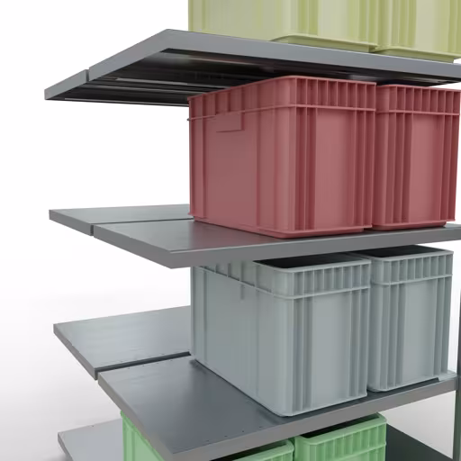Immagine aggiuntiva dell'articolo Ripiano aggiuntivo, ripiano doppio, sistema a innesto per ripiano MULTIplus250, 2000 x 1000 x (2x600) mm (AxLxP), 2x5 ripiani, barre longitudinali, zincato da ripiani doppi
