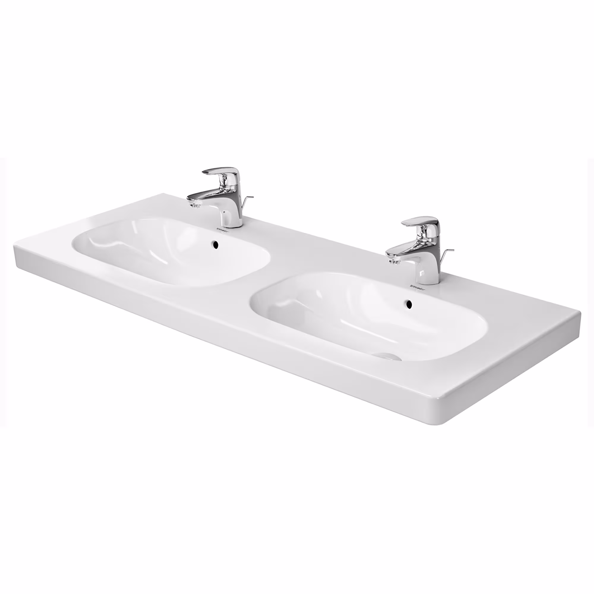 Lavabo doppio consolle DURAVIT D-Code, 120 cm, design di Sieger Design di Duravit Lavabi per mobile DURAVIT design “D-Code”, lavabi, art. 7170826