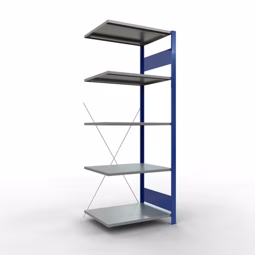 Immagine del prodotto n. 11 dell'articolo scaffale aggiuntivo, scaffale, sistema a innesto MULTIplus150, 2000 x 750 x 600 mm, 5 ripiani, RAL 5010 blu genziana/zincato/zincato dalla gamma di prodotti del sistema a innesto di Schulte Lagertechnik