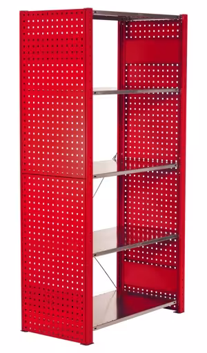 Panneau latéral en tôle perforée, 90 x 1000 x 400 mm (H x P), rouge feu RAL 3000 de Schulte Lagertechnik de la gamme de produits du système enfichable