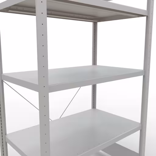 Scaffale base, scaffale, sistema a innesto MULTIplus250, 2000 x 1000 x 600 mm (AxLxP), 5 ripiani, traversa, RAL 7035 grigio chiaro della marca Schulte Lagertechnik della gamma sistemi a innesto