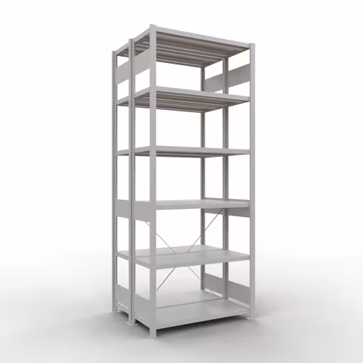 Étagère de base, étagère double, système d'étagères MULTIplus250, 2500 x 1000 x (2x400) mm, 2x6 étagères, gris clair RAL 7035 de Schulte Lagertechnik de la catégorie étagères