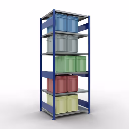 Étagère de base, étagère, système enfichable MULTIplus330, 2500 x 1000 x 800 mm, 6 étagères, RAL 5010 bleu gentiane/galvanisé de Schulte Lagertechnik de la gamme de produits du système enfichable