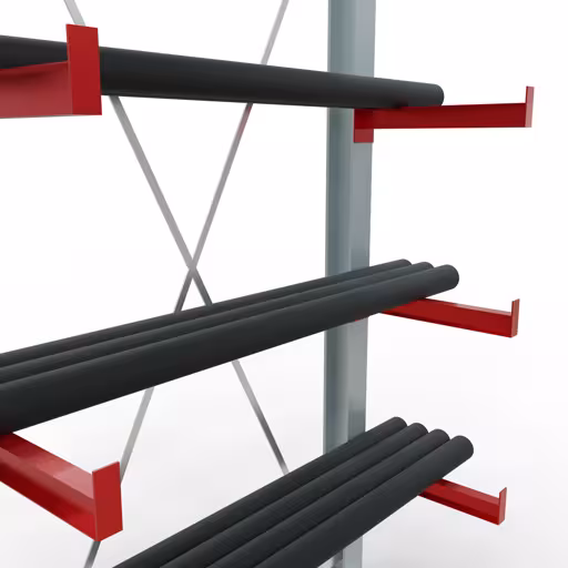 Image du produit n°12 de l'article Etagère complète K 3000, unilatérale, 2500 x 1300 x 500 mm, RAL 7001 / RAL 3000, 5 niveaux de rangement Figure n° 12 de l'article Rayonnage complet K 3000, unilatéral, 2500 x 1300 x 500 mm, RAL 7001 / RAL 3000, 5 niveaux de stockage du groupe de produits rayonnages cantilever de Schulte Lagertechnik