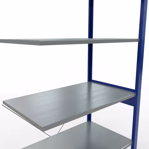 Immagine del prodotto n. 7 dell'articolo scaffale aggiuntivo, ripiano per scaffali, sistema a innesto MULTIplus150, 2500 x 1000 x 600 mm, 6 ripiani, RAL 5010/zincato dalla gamma di prodotti del sistema a innesto della marca Schulte Lagertechnik