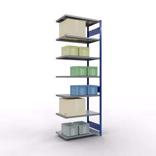 Figure n° 17 de l'article, Étagère MULTIplus330 système enfichable, 3000 x 1000 x 600 mm, 7 étagères, RAL 5010 bleu gentiane/galvanisé du groupe de produits système enfichable de Schulte Lagertechnik.