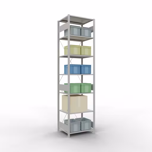 Image supplémentaire de l'article Étagère de base, étagère, système enfichable MULTIplus150, 3000 x 750 x 600 mm (HxLxP), 7 étagères, traverse, RAL 7035 gris clair Image supplémentaire de l'article Étagère de base, étagère, système enfichable MULTIplus150, 3000 x 750 x 600 mm, 7 étagères, traverse, RAL 7035 gris clair à partir de l'étagère de base