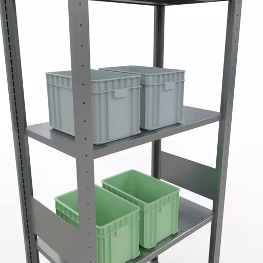 Étagère de base, étagère, système enfichable MULTIplus150, 3000 x 750 x 400 mm (HxLxP), 7 étagères, barres de longueur, galvanisées de la catégorie d'étagères de base avec le GTIN 4004514280060 Étagère de base, étagère, système enfichable MULTIplus150, 3000 x 750 x 400 mm, 7 étagères, galvanisée de la marque Schulte Lagertechnik de la gamme de produits du système enfichable