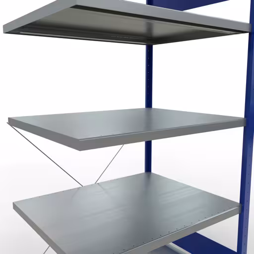 Image supplémentaire de l'article Tablette supplémentaire, étagère, système enfichable MULTIplus250, 2000 x 1000 x 800 mm, 5 tablettes, traverse, RAL 5010 bleu gentiane/galvanisé à partir de la tablette supplémentaire