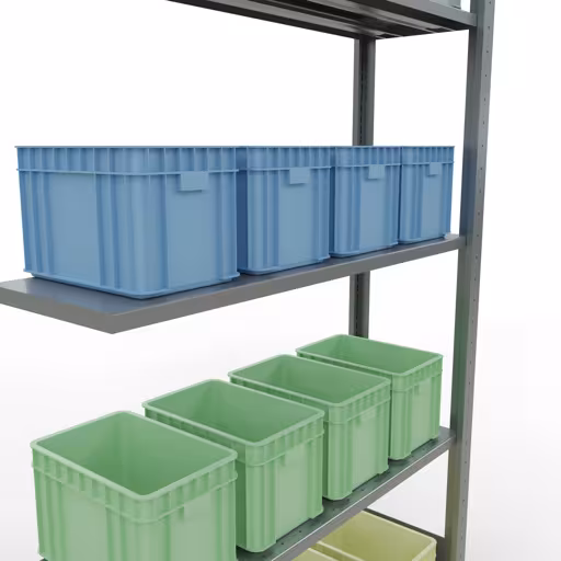 Scaffali aggiuntivi, scaffali, sistema a innesto MULTIplus85, 2000 x 1000 x 300 mm (AxLxP), 5 ripiani, barre longitudinali, zincato di Schulte Lagertechnik della categoria Sistemi a innesto