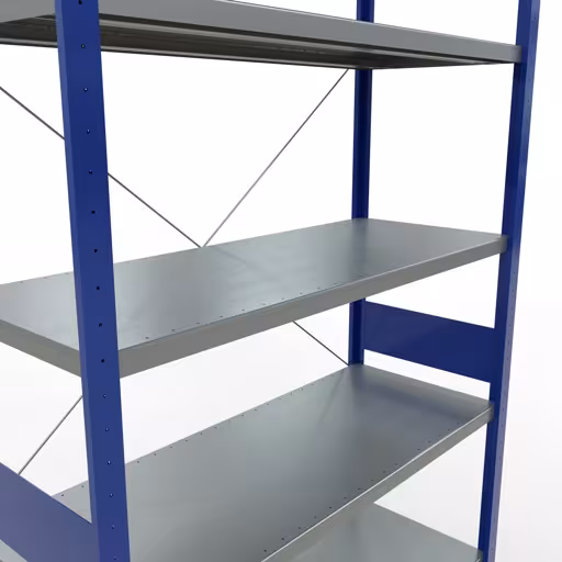 Figure n° 9 de l'article étagère de base, étagère, système enfichable MULTIplus250, 3000 x 1300 x 500 mm, 7 étagères, traverse, RAL 5010 bleu gentiane/galvanisé du groupe de produits système enfichable de Schulte Lagertechnik