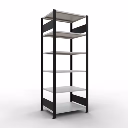 Scaffale base, scaffale per ufficio, sistema a innesto MULTIplus150, 2000 x 750 x 600 mm (AxLxP), 6 ripiani, barre longitudinali, senza fermo centrale, nero/grigio chiaro di Schulte Lagertechnik Scaffale Basic, scaffale per ufficio, sistema a innesto MULTIplus150, 2000 x 750 x 600 mm (AxLxP), 6 ripiani, barre longitudinali, senza fermo centrale, nero/grigio chiaro, sistema a innesto, articolo n. 36060-S