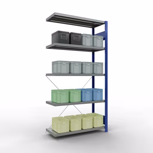 Image supplémentaire de l'article Tablette supplémentaire, étagère, système enfichable MULTIplus250, 2000 x 1000 x 400 mm, 5 tablettes, traverse, RAL 5010 bleu gentiane/galvanisé à partir de la tablette supplémentaire