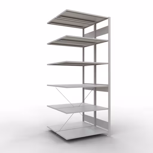 Rayonnage supplémentaire, rayonnage double, système d'étagères MULTIplus150, 2500 x 1000 x (2x500) mm, 2x6 étagères, traverse, RAL 7035 gris clair de la marque Schulte Lagertechnik de la gamme de produits d'étagères