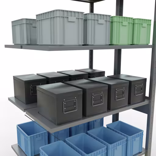 Immagine aggiuntiva dell'articolo Ripiano aggiuntivo, ripiano doppio, sistema a innesto per ripiano MULTIplus150, 2500 x 1000 x (2x400) mm (AxLxP), 2x6 ripiani, traversa, zincato da ripiani doppi