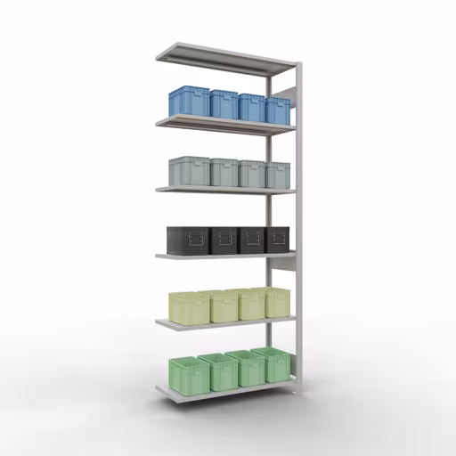 Figure n° 13 de l'article étagère complémentaire, étagère à étagères, système enfichable MULTIplus85, 2500 x 1000 x 400 mm, 6 étagères, gris clair RAL 7035 du groupe de produits système enfichable de la marque Schulte Lagertechnik
