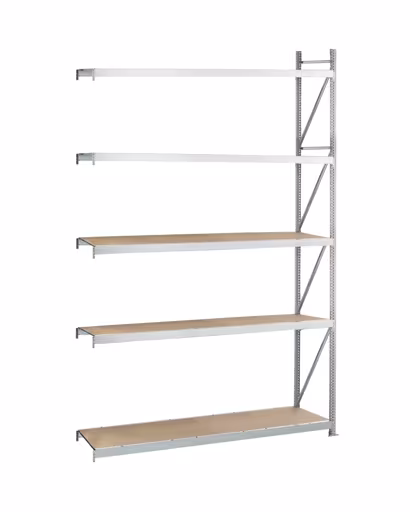 Un'altra vista dell'articolo Scaffale sovrapponibile, scaffale a campata larga WS 3000 con truciolato, 3000 x 2500 x 600 mm, zincato, 5 livelli, portata scomparto 500 kg, portata per campata 2.500 kg della categoria scaffalature a campata larga