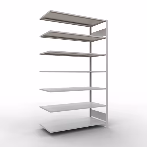 Scaffale aggiuntivo, scaffale per ufficio, sistema a innesto MULTIplus150, 2300 x 1300 x 600 mm (AxLxP), 7 ripiani, barre longitudinali, senza fermo centrale, grigio chiaro di Schulte Lagertechnik Scaffale aggiuntivo, scaffale per ufficio, sistema a innesto MULTIplus150, 2300 x 1300 x 600 mm (AxLxP), 7 ripiani, barre longitudinali, senza fermo centrale, grigio chiaro, sistema a innesto, articolo n. 36071