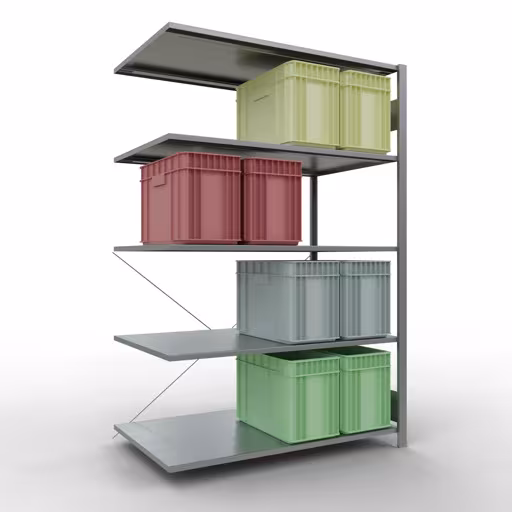 Une autre vue de l'article Etagère complémentaire système enfichable 2000x1300x800 mm, type 150 kg, galvanisée Une autre vue de l'article Tablette supplémentaire pour système enfichable 2000x1300x800 mm, type 150 kg, galvanisée de la catégorie Système enfichable