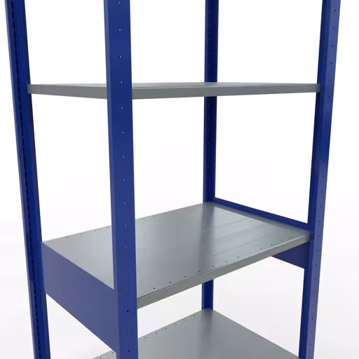 Représentation supplémentaire de l'article étagère de base, étagère à étagères, système enfichable MULTIplus150, 2500 x 750 x 500 mm, 6 étagères, RAL 5010 bleu gentiane/galvanisé/galvanisé à partir de l'étagère de base