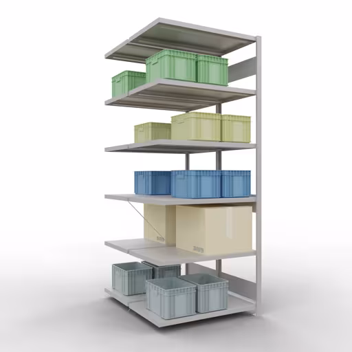 Scaffale aggiuntivo, scaffale doppio, sistema di scaffali MULTIplus250, 2500 x 1000 x (2x600) mm (AxLxP), 2x6 ripiani, traversa, RAL 7035 grigio chiaro con l'articolo n. 32166-A Scaffale aggiuntivo, scaffale doppio, sistema di scaffali MULTIplus250, 2500 x 1000 x (2x600) mm (AxLxP), 2x6 ripiani, traversa, RAL 7035 grigio chiaro di Schulte Lagertechnik dalla categoria scaffali