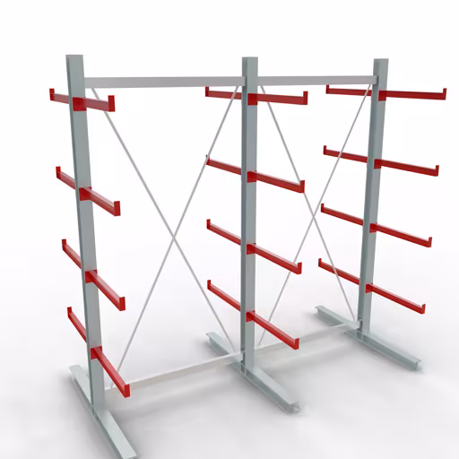 Figura n. 12 dell'articolo Scaffale completo K 6000, bilaterale, 3000 x 3000 x 2x 750 mm, RAL 7001 / RAL 3000, 5 livelli di stoccaggio del gruppo di prodotti scaffalature cantilever della marca Schulte Lagertechnik
