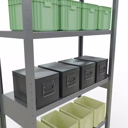 Étagère de base, étagère, système enfichable MULTIplus250, 2500 x 1000 x 400 mm, 6 étagères, galvanisée de Schulte Lagertechnik de la catégorie du système enfichable
