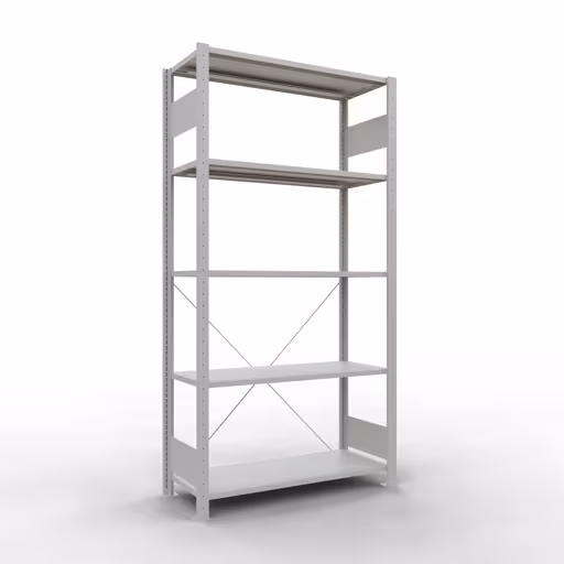 Étagère de base, étagère, système enfichable MULTIplus150, 2000 x 1000 x 400 mm (HxLxP), 5 étagères, traverse, RAL 7035 gris clair de Schulte Lagertechnik Étagère de base, étagère, système enfichable MULTIplus150, 2000 x 1000 x 400 mm (HxLxP), 5 étagères, traverse, RAL 7035 gris clair, étagère de base, réf. 32640