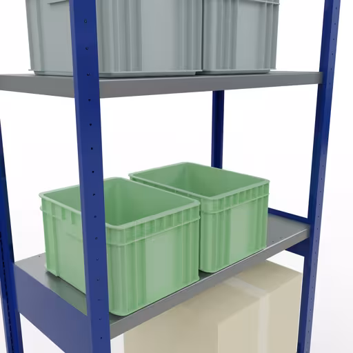 Figure n° 9 de l'article étagère de base, étagère, système enfichable MULTIplus250, 3000 x 1000 x 500 mm, 7 étagères, RAL 5010 bleu gentiane/galvanisé du groupe de produits système enfichable de Schulte Lagertechnik