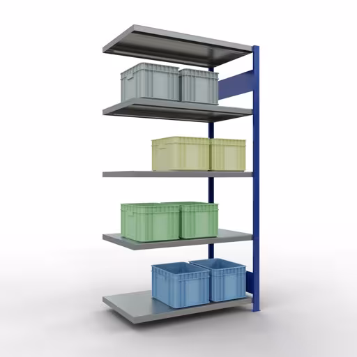 Figura n. 16 dell'articolo scaffale aggiuntivo, scaffale, sistema a innesto MULTIplus330, 2000 x 1000 x 600 mm (AxLxP), 5 ripiani, barre longitudinali, RAL 5010 blu genziana/zincato del gruppo di prodotti sistema a innesto della marca Schulte Lagertechnik
