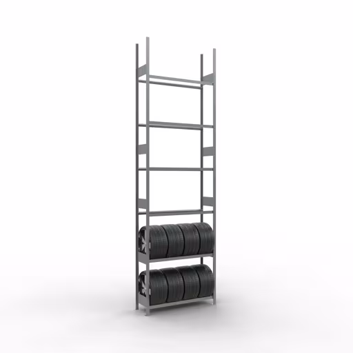 Image du produit n° 12 de l'article Etagère de base, étagère pour roues/pneus, 4500 x 1300 x 400 mm, galvanisée, 6 niveaux de rangement avec charge de compartiment de 150 kg par niveau Figure n° 12 de l'article Rayonnage de base, rayonnage pour roues/pneus, 4500 x 1300 x 400 mm, galvanisé, 6 niveaux de stockage avec une charge de compartiment de 150 kg par niveau du groupe de produits des rayonnages à étagères de Schulte Lagertechnik