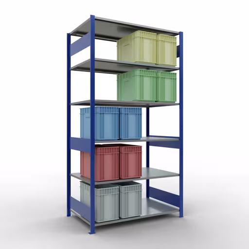Immagine aggiuntiva dell'articolo Scaffale base, scaffale, sistema a innesto MULTIplus150, 2500 x 1300 x 800 mm (AxLxP), 6 ripiani, barra longitudinale, RAL 5010 blu genziana/zincato Immagine aggiuntiva dell'articolo Scaffale base, scaffale, sistema a innesto MULTIplus150, 2500 x 1300 x 800 mm (AxLxP), 6 ripiani, barra longitudinale, RAL 5010 blu genziana/zincato dal ripiano base