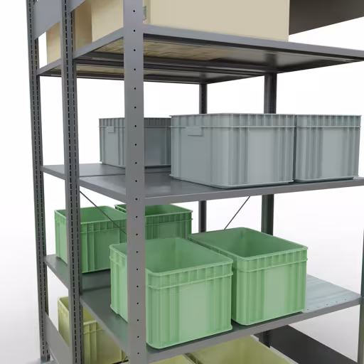 Figure n° 16 de l'article étagère de base, étagère double, système d'étagères enfichables MULTIplus150, 2000 x 1000 x (2x600) mm, 2x5 étagères, galvanisées du groupe de produits étagères de la marque Schulte Lagertechnik.