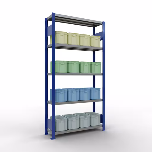 Figure n° 13 de l'article étagère de base, étagère, système enfichable MULTIplus250, 2000 x 1000 x 300 mm, 5 étagères, RAL 5010 bleu gentiane/galvanisé du groupe de produits système enfichable de Schulte Lagertechnik